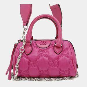Gucci Pink Mini GG Matelasse Nylon Marmont Satchel