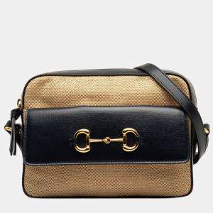 Gucci Black Gold Horsebit 1955 Flap Pocket Camera Bag