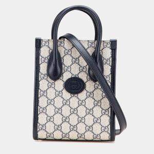 Pre Owned Gucci Beige Brown Mini GG Supreme Interlocking G Satchel