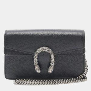 Gucci Black Super Mini Dionysus Leather Crossbody Bag