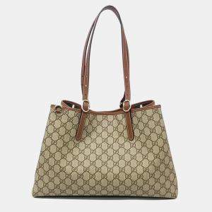 Gucci Beige PVC GG Emblem Medium Shoulder Bag
