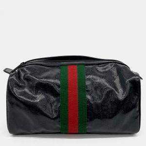Gucci Black Fabric GG Crystal Web Cosmetic Case