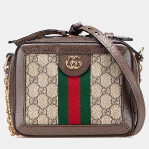 Gucci Brown Mini GG Supreme Web Ophidia Satchel