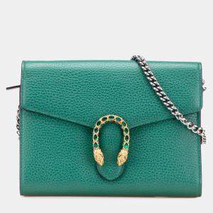 Gucci Green Mini Leather Dionysus Wallet on Chain