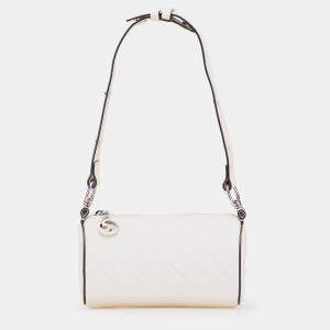 Gucci White Mini Leather Blondie Barrel Shoulder Bag