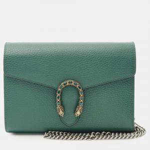 Gucci Green Leather Dionysus Wallet on Chain
