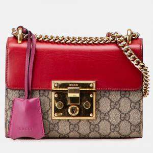 Gucci Beige Brown Small GG Supreme Padlock Crossbody