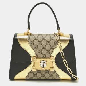 Gucci Tri Color GG Supreme Canvas and Leather Osiride Small Top Handle Bag