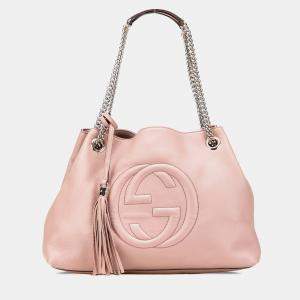 Gucci Pink Medium Leather Soho Chain Tote