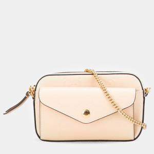 Gucci Beige Super Mini GG Debossed Calf Chain Wallet