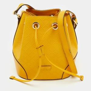 Gucci Yellow Diamante Leather Hilary Bucket Bag