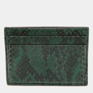 Pre Owned Gucci Dark Green/Black Python Card Holder