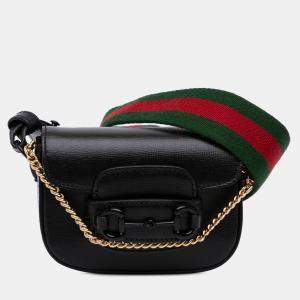 Pre Owned Gucci Mini Leather Horsebit 1955 Web Satchel