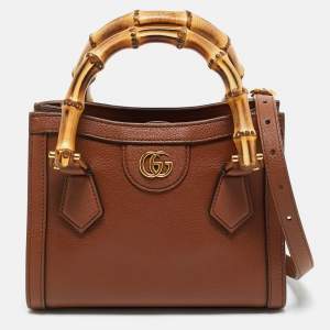 Gucci Brown Leather Mini Diana Tote