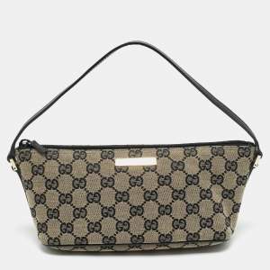 Gucci Beige/Black GG Canvas Boat Pochette Bag