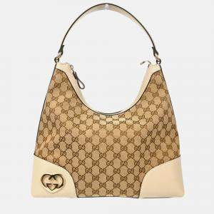 Gucci Beige GG Lovely Heart Hobo Handbag
