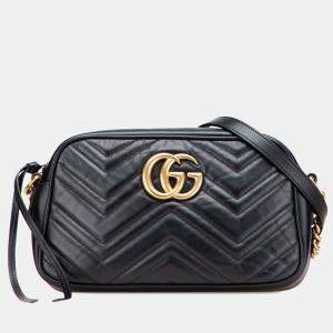 Pre Owned Gucci Black Small GG Marmont Matelasse Leather Crossbody