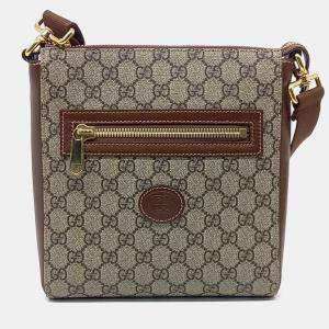 Gucci Beige Brown PVC GG Supreme Messenger Bag