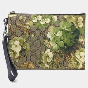 Gucci Beige Green PVC Supreme Bloom Pouch