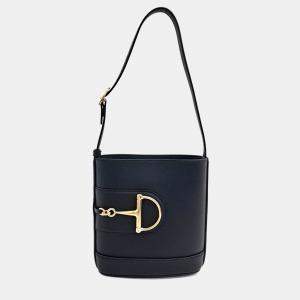 Gucci Black Leather 73 Small Bucket Bag