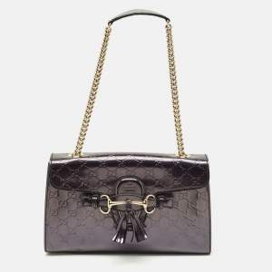 Gucci Purple Guccissima Patent Leather Medium Emily Chain Shoulder Bag