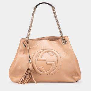 Pre Owned Gucci Brown Medium Leather Soho Chain Tote