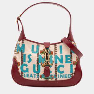 Pre Owned Gucci Beige Brown Small Canvas 100 Centennial Music Jackie 1961 Crossbody