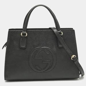 Pre Owned Gucci Black Leather Soho Tote
