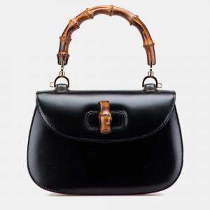 Pre Owned Gucci Black Calfskin Bamboo Night