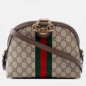 Pre Owned Gucci Beige Small GG Supreme Ophidia Dome Crossbody