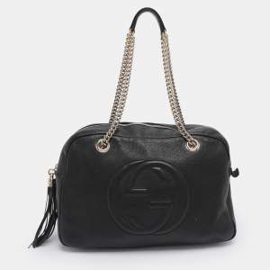 Pre Owned Gucci Black Leather Large Soho Shoulder Bag