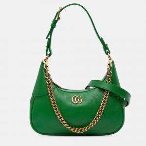 Pre Owned Gucci Green Small Leather Aphrodite Satchel