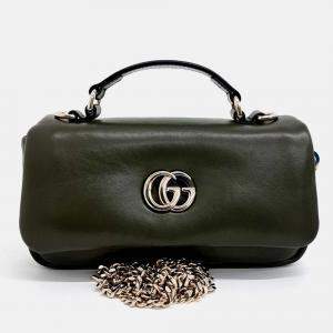 Pre Owned Gucci Black Leather GG Milano Small Top Handle Bag