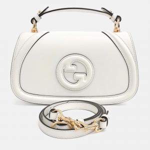 Pre Owned Gucci White Leather Blondie Medium Top Handle Bag
