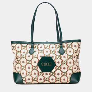 Pre Owned Gucci Brown 100th Anniversary Medium GG Canvas Embroidered Flower Ophidia Tote