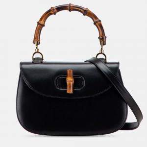 Pre Owned Gucci Black Calfskin Bamboo Night