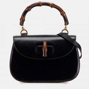 Pre Owned Gucci Black Calfskin Bamboo Night
