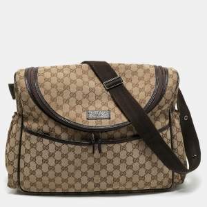 Pre Owned Gucci Beige/Ebony GG Canvas Original Baby Changing Bag
