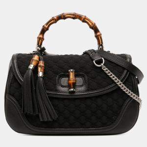Pre Owned Gucci Large GG Neoprene New Bamboo Top Handle Bag