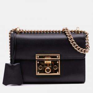 Pre Owned Gucci Black Small Leather Padlock Crossbody