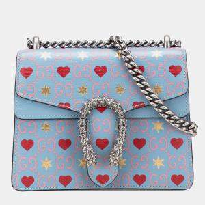 Pre Owned Gucci Blue Small Valentine's Day Leather Dionysus Crossbody