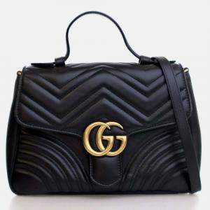 Pre Owned Gucci Small Calfskin Marmont Top Handle