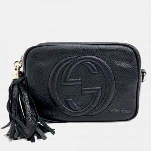 Pre Owned Gucci Black Leather Disco Bag