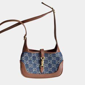 Pre Owned Gucci Jackie 1961 Denim Shoulder Bag