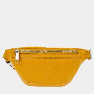 Pre Owned Gucci Yellow GG Embossed Bum Bag