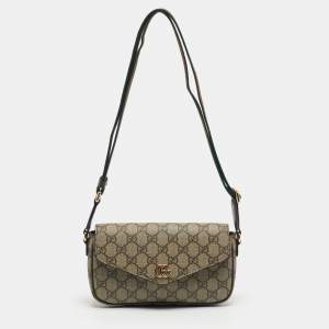 Pre Owned Gucci Beige GG Supreme Canvas Ophidia Pochette
