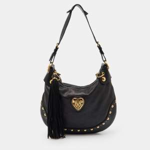 Pre Owned Gucci Black Guccissima Leather Babouska Heart Hobo