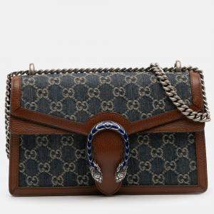 Pre Owned Gucci Blue Small GG Denim Dionysus Shoulder Bag