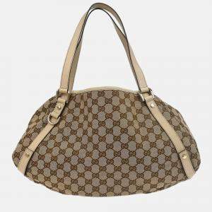 Pre Owned Gucci Beige Canvas GG Hobo Handbag