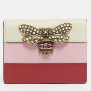 مملوكة مسبقًا Gucci Tricolor Leather Stripe Queen Margaret Card Case